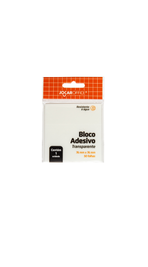 BLOCO ADESIVO TRANPARENTE 76X76MM JOCAR