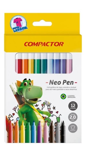 CANETINHA HIDROGRÁFICA 12 CORES GIGANTE COMPACTOR